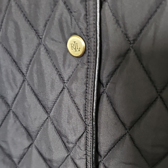 Lauren Ralph Lauren Black Quilted jacket with faux leather trim Medium - Picture 6 of 16